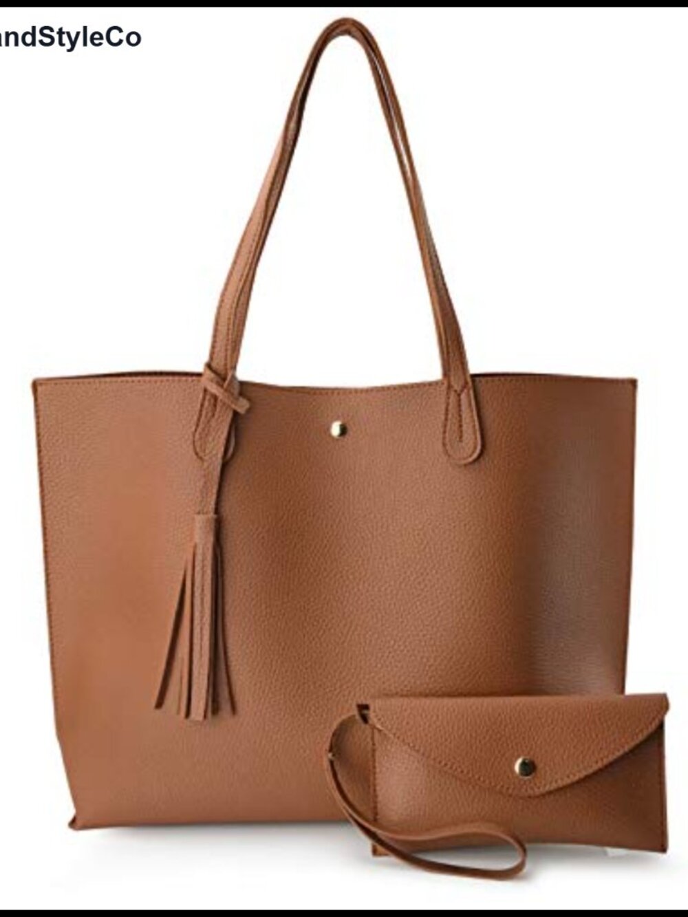 Pebbled Faux Leather Tote Bag Women Shoulder Handbag Magnet Snap